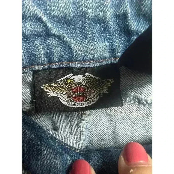 Harley Davidson Studded and Embroidered Flames Women's Jeans 12 Petite - Picture 3 of 10